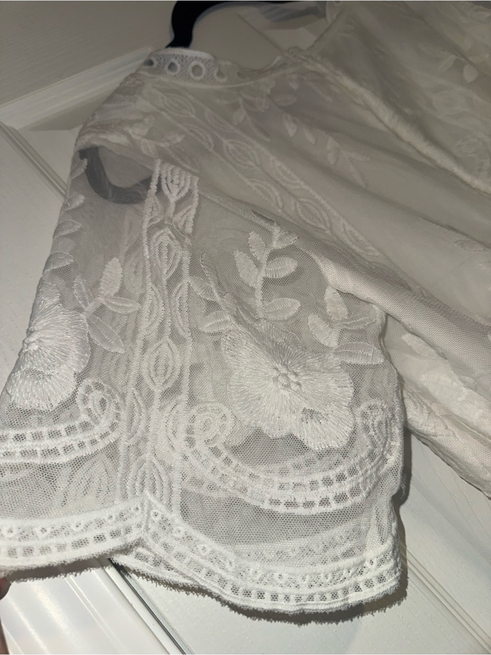 White Lace Maxi Dress with Deep V and Side Slit NWOT - Picture 7 of 8